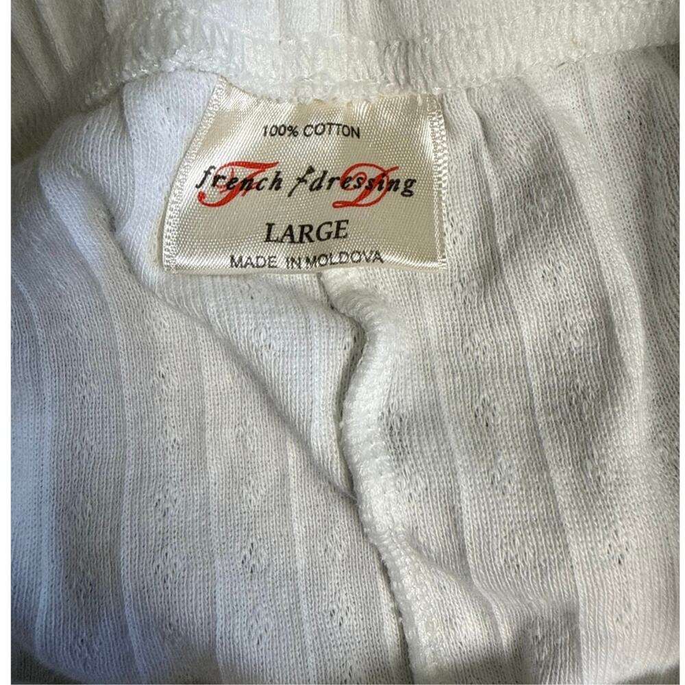 French Dressing Pajama Pants in White Pointelle Size Large 100% Cotton
